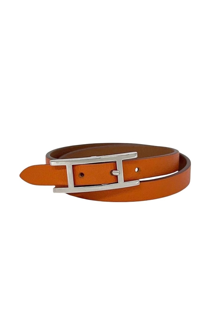 Hermes Bracelet Double Tour Behapi Orange Brown Hapi Leather Swift